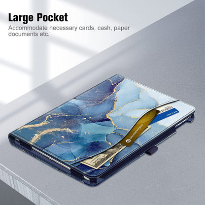 Case for Ipad 9Th / 8Th / 7Th Generation (2021/2020/2019) 10.2 Inch - [Corner Protection] Multi-Angle Viewing Stand Cover with Pocket & Pencil Holder, Auto Sleep Wake, Ocean Marble