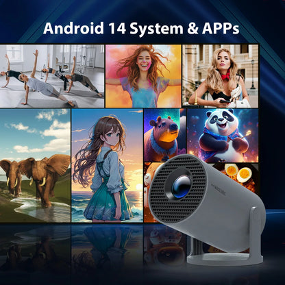 Projector Android14 8K 1280*720P HY300 Pro Dual Wifi 290ANSI 180 Flexible BT5.0 Cinema Outdoor Portable Projetor